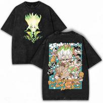 Anime Dr Stone Senku Ishigami Vintage Washed Tshirts for Unisex Punk T Shirt Unisex Unisex Harajuku Oversize Cotton Tee Clothing S įvairiaspalvis