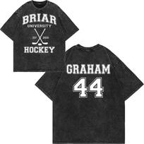 Off Campus Briar University Hawks Washed T-Shirt 2026 Summer New Men's Women's Fashion Harajuku Cotton Casual Oversized T-shirt Y2K Clothes S įvairiaspalvis