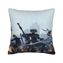 Pillow Cover Game N-Nier Automata Vintage Pillow Case For Sofa Couch Bed Living Room Pillowcases Peach skin 18*18(CM)-1Pcs