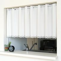 Noren Kobo Cafe for Small Stylish 150cm Wide x 45cm 95929 Curtain, Simple, Plain, Natural, Windows/Bathrooms, Lace, Long, White, Plain, balta