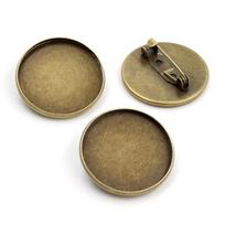 New Arrive 10pcs 25mm 5 Colors Plated  Brooch Style High Quality Cameo Settings Cabochon Base Brass Copper Blank Tray bronza