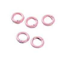 5 Pcs 25mm Openable Round Carabiner Colorful Spring Clasp O Ring Keychain Clips  Jewelry rožinė