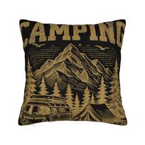 Camping Is My Therapy Pillowcases Vintage Pillow Case For Sofa Car Home Decor Comfy Pillow Cover Peach skin 18*18(CM)-1Pcs