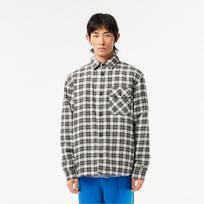 LACOSTE Mens BACK BIG CROCK MATCH CHECK FLANNEL OUTER SHIRT [GREY] 038