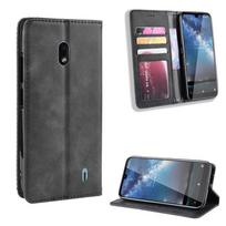 Atlenkiamas dėklas Nokia 2.3, Nokia 7.2/Nokia 6.2, Nokia 2.2 odinis dėklas [atlenkiamas vintažinis odinis] smūgiams atsparus patvarus retro telefono dėklas for Nokia 2.3 juoda