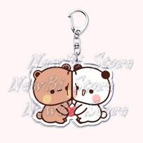 Cute Bubu Dudu Keychains Baby Grey Bear White Panda Keyring for Accessories Bag Pendant Key Chain Jewelry Fans Couple Love Gifts CLE
