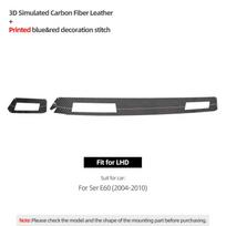 For BMW E60 Series 5 2004-2010 Dashboard Panel trument Trim Frame Sticker Cover Made of Alcantara Car Auto Interior Accessory carbon leather LHD gray