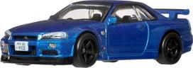 Hot Wheels Car Culture Laikui nepavaldžios ikonos Nissan Skyline II Transporto priemonės žaislas Metalinis automobilis nuo 3 metų ir JBK92 GT-R V-Spec (BNR34) Aukštyn, Mėlyna, mėlyna