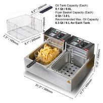 5000W French Fries Frying Chips Electric Deep Fryer With Dual Removable Tanks Commercial Countertop Fryer for Chicken