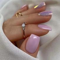 Short, Taro Purple, Gentle And Girly With Glitter Tips One Size