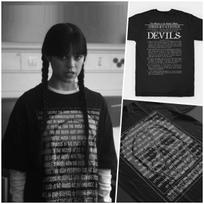 Trečiadienė Adams - Nevermore - Unisex Dydžio Kontrastingais Dygsniais Medvilninis Marškinėlis 3XL