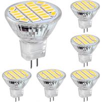 MR11 GU4 LED 3W Positive White 6500K, Non-Dimmable, GU4 LED Spotlight Bulb, 350LM, AC/DC 12V, 120 Beam Angle, 6-Pack