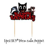 Creepy Siren Head Cartoon Cat Horror Theme Birthday Balloon And Cake Topper Set 1pcs-Cupcake Big Topper