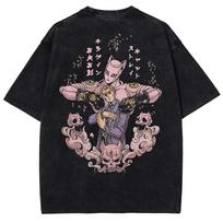 Benber Vintage Style JoJos Bizarre Adventure Kiras Stand Vintage T Womens Mens Street Washed Cotton T  Men S Clothing S įvairiaspalvis