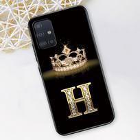 Diamond Crown Letter Case for Samsung Galaxy A52 A12 A53 A51 A32 A21s A22 A31 A72 A02s A13 5G A11 A41 A03s Silicone Phone Cover Samsung A72 4G(5G) black