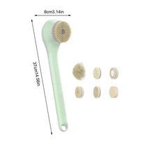 Electric Shower Brush Back Body Scrubber Facial Cleansing Bathing Cleaner Handle Exfoliator Bath Brushes For Showering white