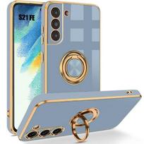 Case for Samsung Galaxy S21 FE - Shockproof - Silicone - 360° Ring Stand - Blue mėlyna