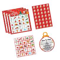 Christmas Bingo Game Set Festive Cards for Family Fun Interactive Party Activity Festive Bingo Playing Cards Set 1