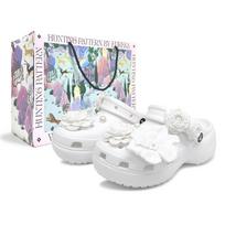Crocs Classic Platform Clog Camellia Gift Bag Simple and Versatile Cloud Fashion Trend Casual Hole Shoes Women's White 34-35 balta