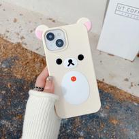 For iPhone 11 12 13 14 15 16 Pro Max Fashion Cute 3D Cartoon Rilakkuma Bear Soft Silicone Phone Case Back Cover iPhone 11 smėlis