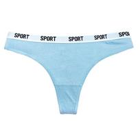 Women's Plus Size Sporty Cotton Thong - European & American Style Low-Rise T-back Briefs L (34) vidutiniškai mėlyna spalva