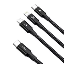 Baseus Rapid Series 3-in-1 data transfer and charging cable | USB-C to USB-C, Lightning, Micro USB | 20W | 1.5m | black