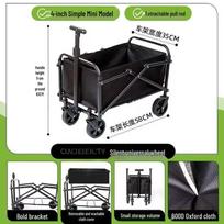 Foldable Outdoor Camping Trailer: Portable Picnic and Multi-functional Dual-use Cart/Table