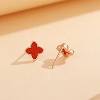 Four-leaf Clover Earrings for Women Casualfashionclassy Agate Women's Earrings 925 silver