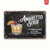 Retro Amaretto Sour Cocktail Recipe Vintage Metal Tin Sign Bar Pub Wall Decor Man Cave Kitchen Gift TYA-1006371 įvairiaspalvis