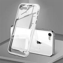 Magnetic Adsorption Lens Protection Case For iphone 16E 17E Metal Frame Bumper Tempered Glass Back Cover For iphone SE 4 2025 For iPhone 16E sidabras