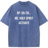 Holy Spirit Activate Nurse Life Print Short Sleeve T-shirt Summer Cotton Washed T-Shirt Novelty Casual Loose Bleached Tshirt S