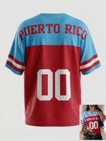 Raudoni ir Mėlyni Retro Puerto Riko Stiliaus 23 Sportiniai Marškinėliai T-Shirt Vasariniai Trumpomis Rankovėmis Laisvo Kirpimo Sportiški Stilingi Y2K Moteriški Viršutiniai Drabužiai S