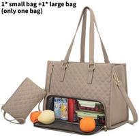 Sophisticated Pu Tote Bag With Inner Divider And Lunch Storage For Daily Commute Khaki
