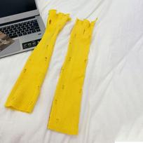 Harajuku Dopamine Color Arm Warmers Hole Knitted Warm Sleeves  Clothing Accessories geltona