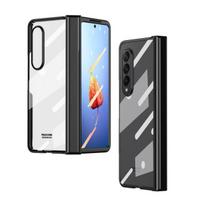 Detachable For Samsung Galaxy Z Fold 4 Case Glass Film Screen Protector Transparent Hinge Electroplate Hard Cover Only Case(no films) juoda
