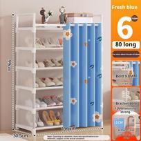 Shoe Rack Shoe Organizer Blue Fabric Dustproof Shoes Cabinet  Space-saving Household Wall Corner Storage Shelf For Living Room