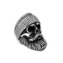 Vintažinė skrybėlė Didelė barzda Kaukolės žiedas vyrams Gotikinis nerūdijančio plieno kaukolės žiedas Punk Hip Hop Biker Amuletas Papuošalai Dovana 10 black