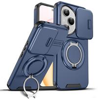 Smūgiams atsparus magnetinis dėklas Honor 400 Pro 5G, slankiojantis kameros objektyvo žiedas, stovas, apsauginis dangtelis Honor 400 Lite X9C Magic7 Lite dėklui Honor 400 (Global) mėlyna
