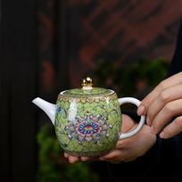 Jingdezhen emalio spalvos arbatinukas, keraminis kung fu arbatos rinkinys, rankomis tapytas balto porceliano arbatos ruošėjas, rankenėle arbatinukas