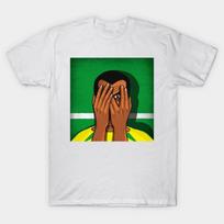 Men Black Print T-shirt Rivaldo No-Cut Transfer Paper Print Cotton Tshirt 2XL balta