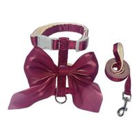 Cute Bow Cat Harness Adjustable Kitten Harness Glossy Cat Harness with Leash for Kittens Adult Cats Party Outdoor Walks S raudona