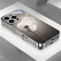 Šviežias ir paprastas baltas kiaulpienės electroplated sidabro telefono dėklas iPhone 17, 16 Pro Max, 15 Pro Max, 14, 13, 12, 11 For iPhone17