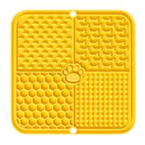 Dog Lick Mat Pet Slow Feeder Mat with Suction Cups Four Textured Zones S geltona