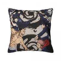 Pillow Case Jujutsu Kaisen Square Pillow Cover Vintage Cushion Cover Graphic Pillowcases For Sofa Bedroom Home Decor Peach skin 18*18(CM)-1Pcs