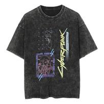 2077 žaidimas Cyber Punk LUCY marškinėliai Medvilniniai skalbti Vintažiniai per dideli marškinėliai Y2k Harajuku gatvės kasdieniai laisvi trumpomis rankovėmis T-shirtai S įvairiaspalvis