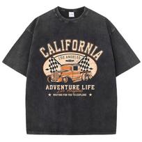 Street Women'S Cotton Washed T-Shirts California Los Angeles Printed Short Sleeve Oversize O-Neck Distressed Tops Female Clothes S įvairiaspalvis