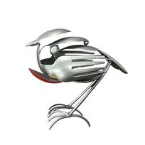 Bird Statue Metal Rustic Robin Decorative Outdoor Bird Yard Art Sculpture for Patio Backyard Lawn Pathway Porch Balcony gray