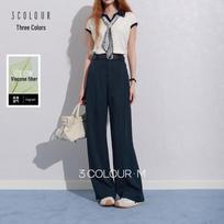 Sancai 2026 Summer Elastic High-Waist Loose Curved Wide-Leg Pants M