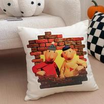Funny Cute Polish Cartoon P-Pat & M-Mat Cushion Cover Throw Pillow Cover Hidden Button Durable Polyester Chair Cushion Peach skin 18*18(CM)-1Pcs