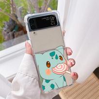 Luxury Case For Samsung Galaxy Z Flip 3 4 5G Funda Z Flip3 Clear PC Hard Shockproof Back Phone Coque Shell Pikachu Pokemon Samsung Z Flip